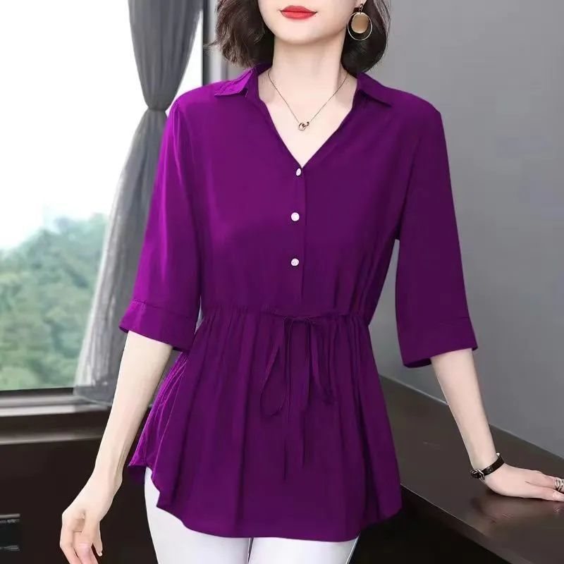 Middle-aged And Elderly Women's Chiffon Shirt