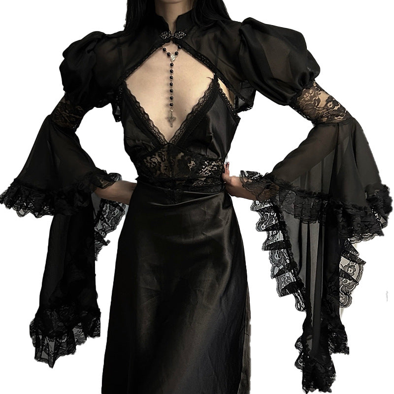 Versatile Edgy Dark-style Chiffon Cover-up For A Cozy Effortless Look