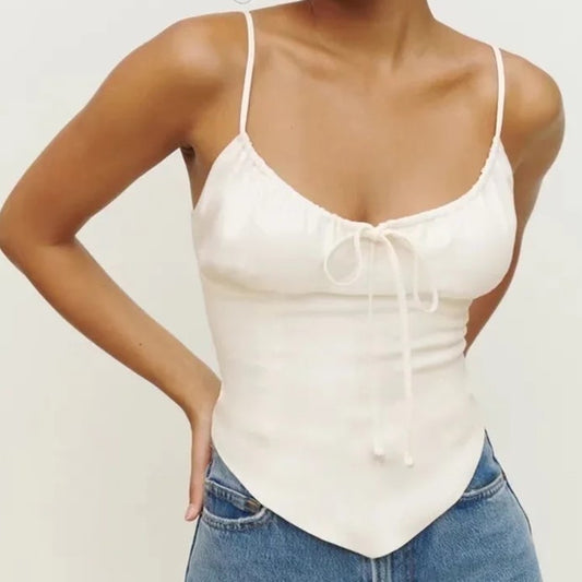 Women's Retro Drawstring Camisole Triangle Hem