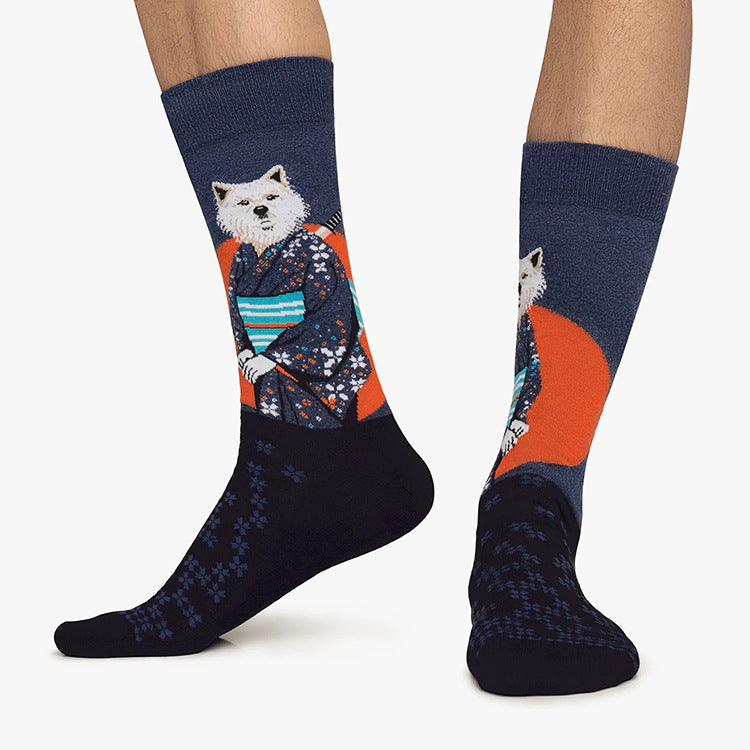 Creative Cartoon Dog Animal Trendy Jacquard Cotton Socks