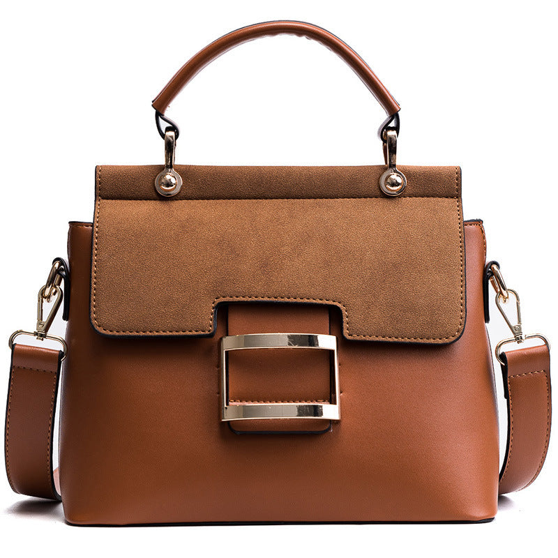 Small square bag with wide shoulder strap and cross-body