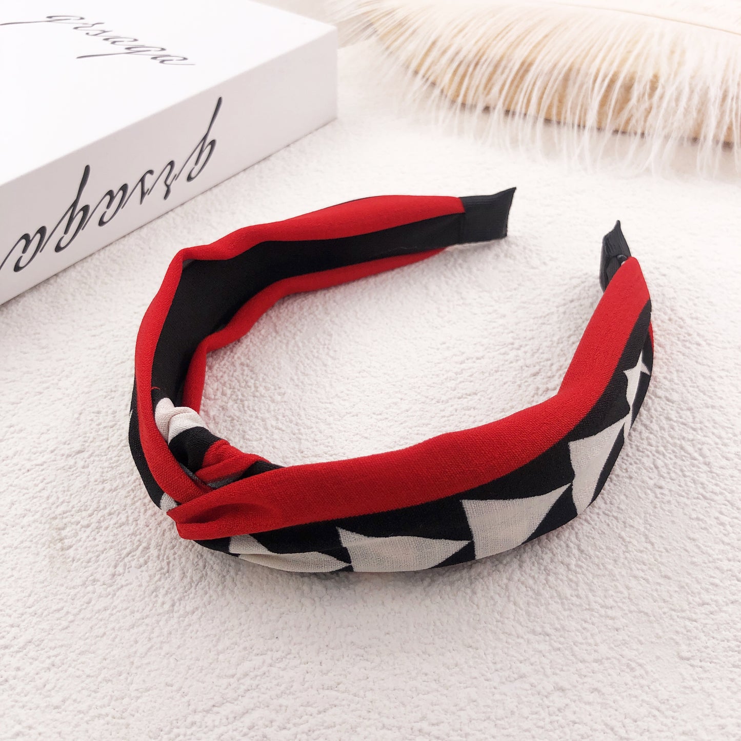 Suede flower hit color headband