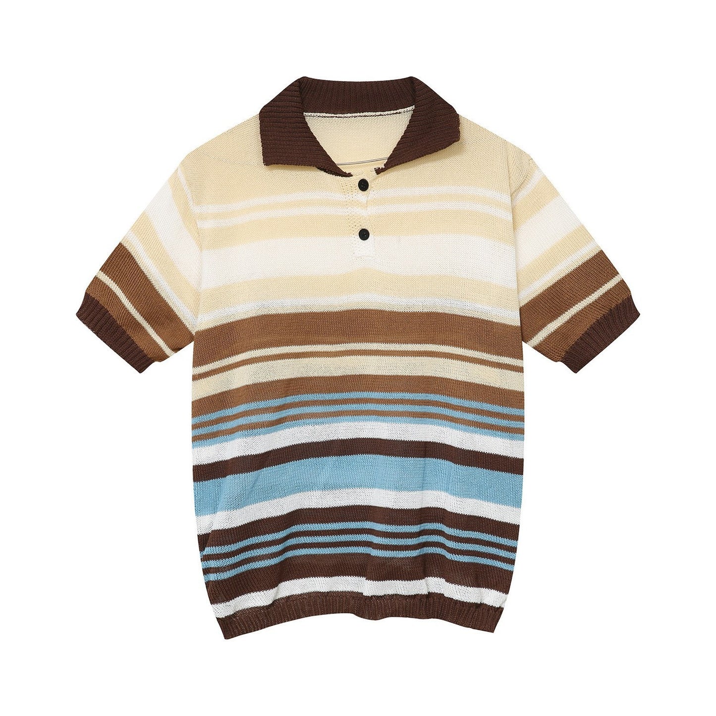 Men's Japanese Loose Striped Lapel Knitted Polo Shirt