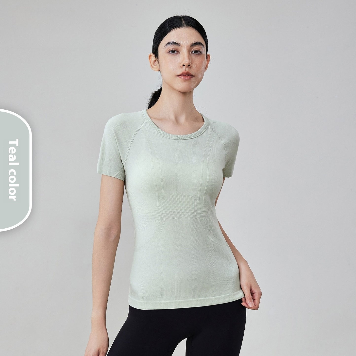 Seamless Antibacterial Nude Feel Slim Fit Yoga Jacket Short Sleeve