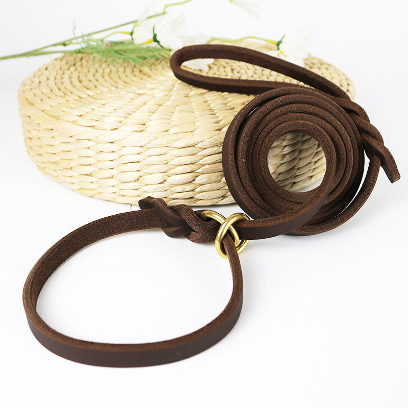 Pet Integrated Leather Hand Holding Rope Training Pet Leash