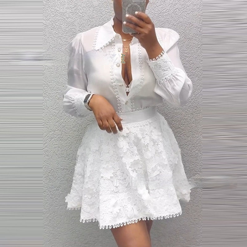 New Womens Fashion Top And Short Skirt Two-piece Set
