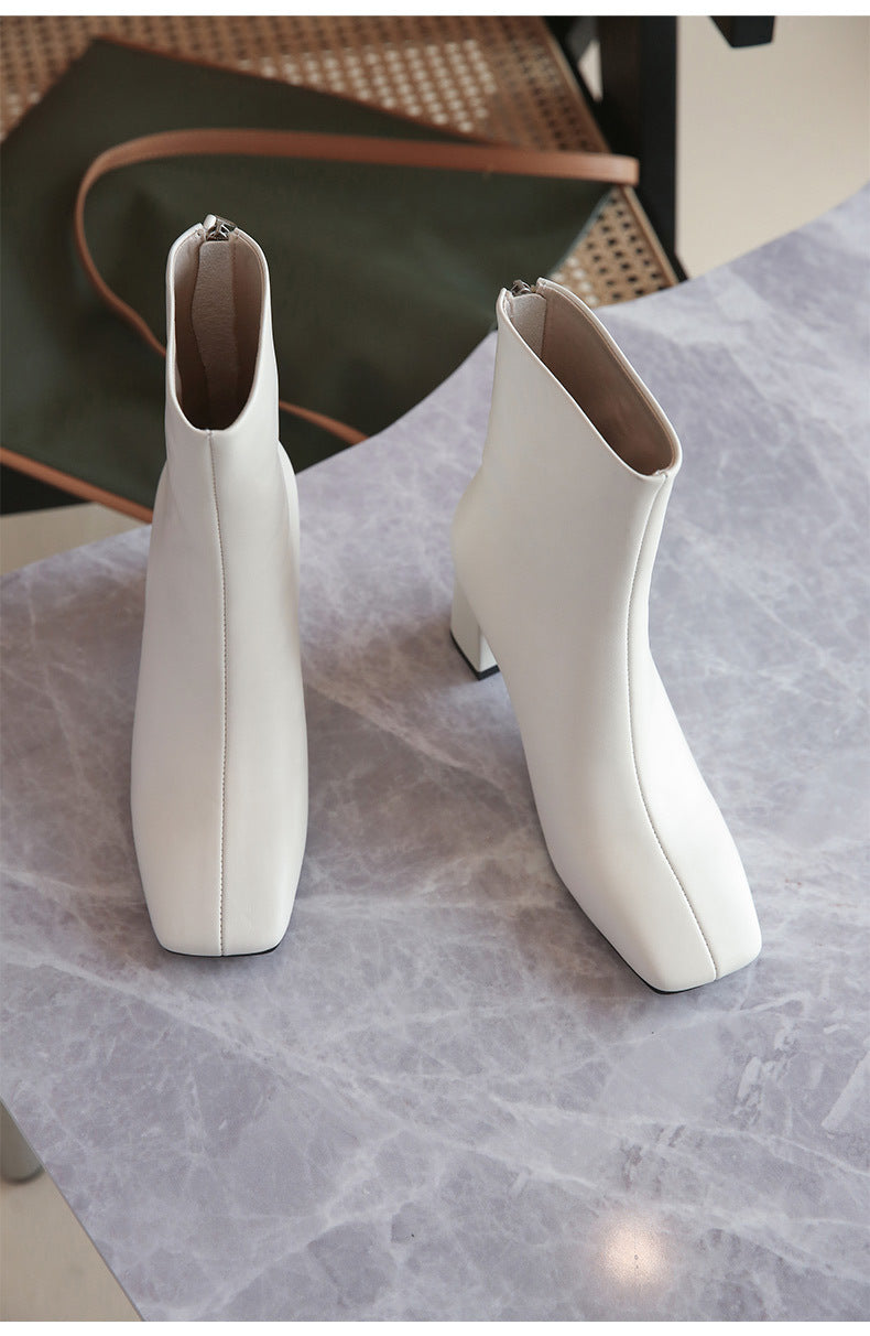 Elegant Intellectual And Simple Basic Cowhide Boots