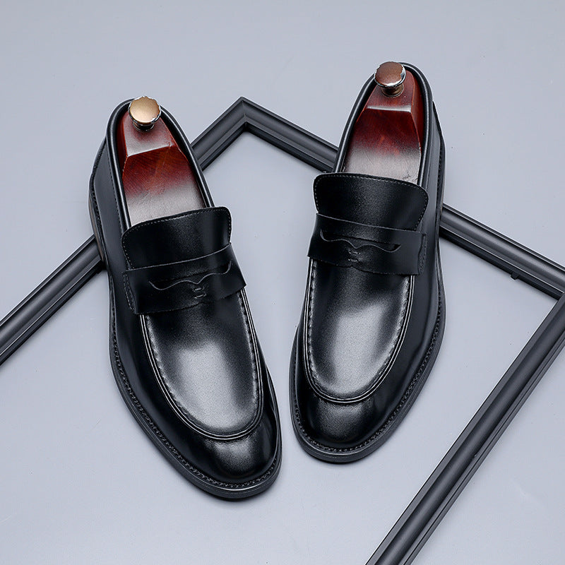 British-style Minimalist Business Formal Slip-on Casual Mens Leather Shoes