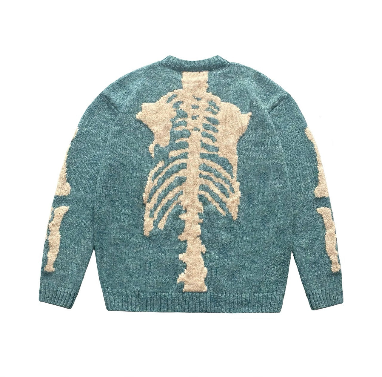 Round Neck Loose Bone Skeleton Knit Casual Sweater