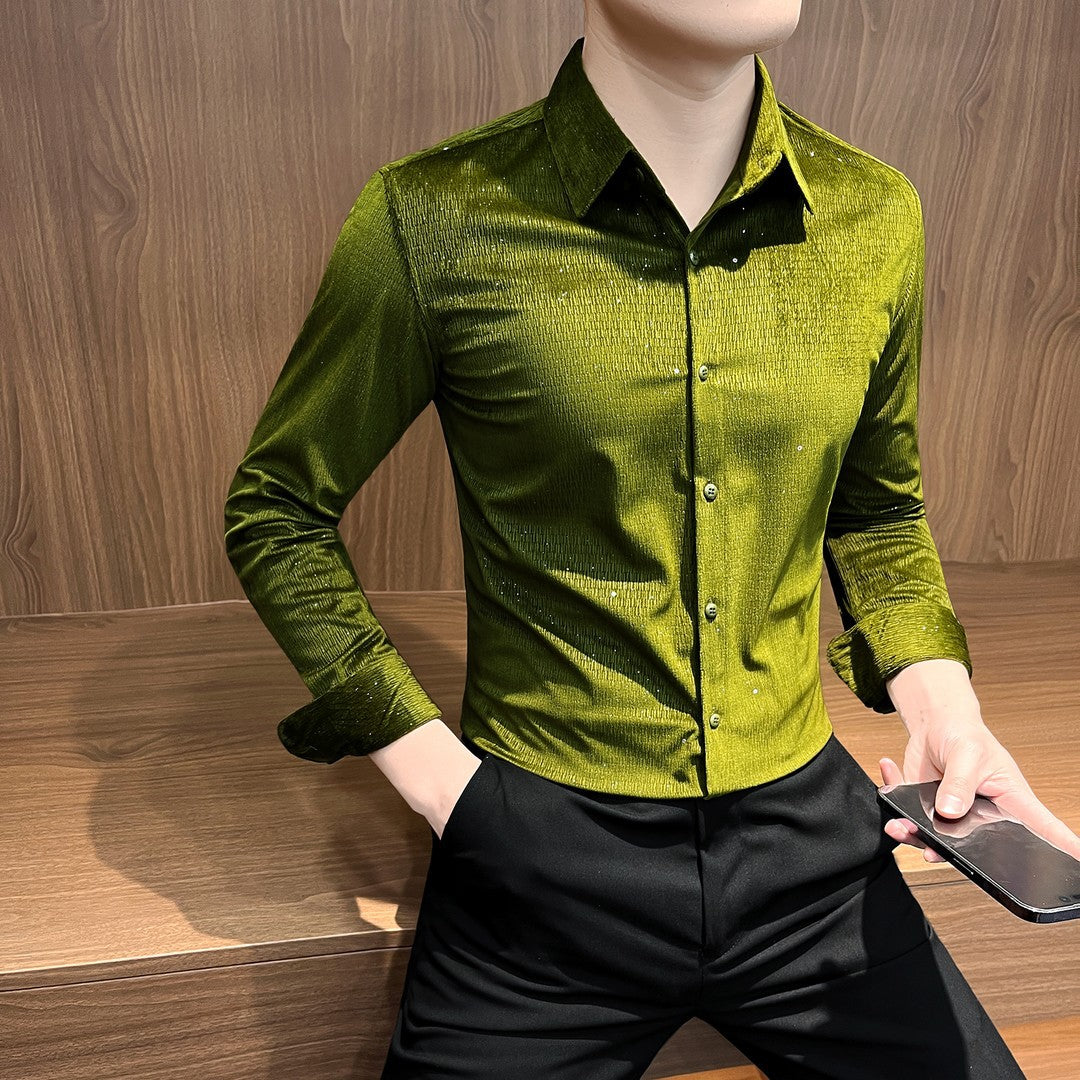 Mens Stylish Designer Long-sleeve Shirt A Versatile Cool And Trendy Brand-name Piece For Spring And Fall