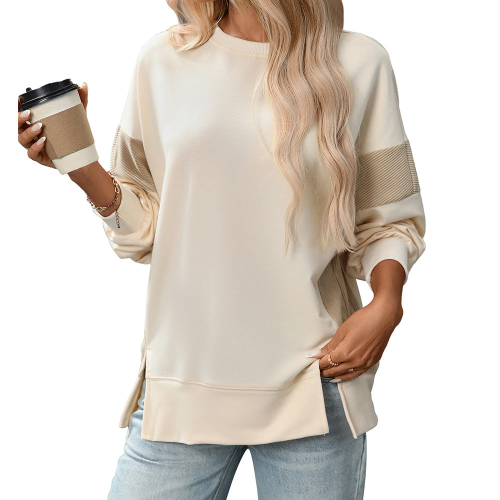 Rund Hals Multicolor Rund Hals All-match Afslappet Løs Sweatshirt