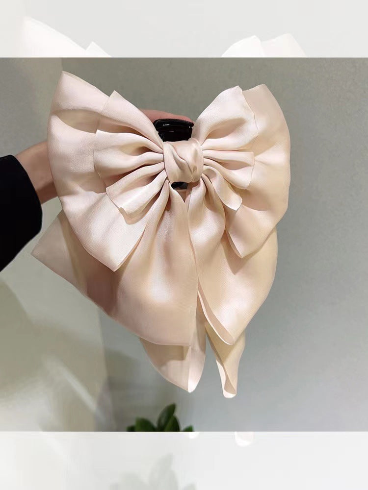 French Gentle Graceful Satin Oversized Bow Ribbon Hairpin