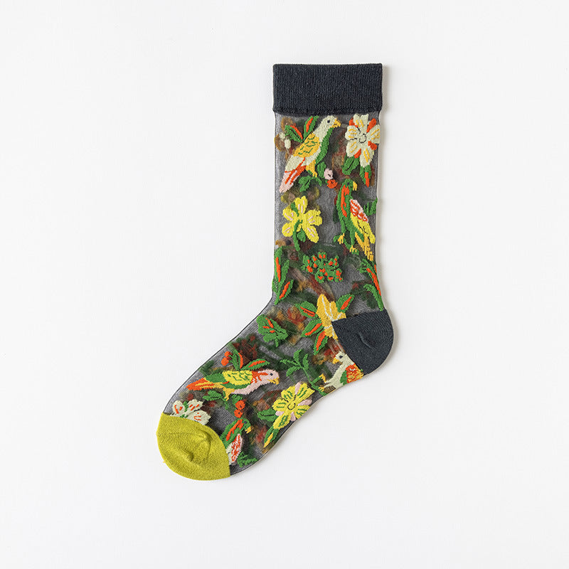 Summer New Thin Glass Silk Fashion Socks