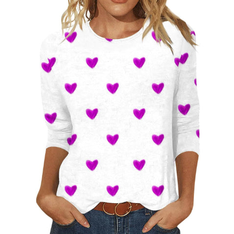 Digitalprintet T-shirt med trekvartlange ærmer