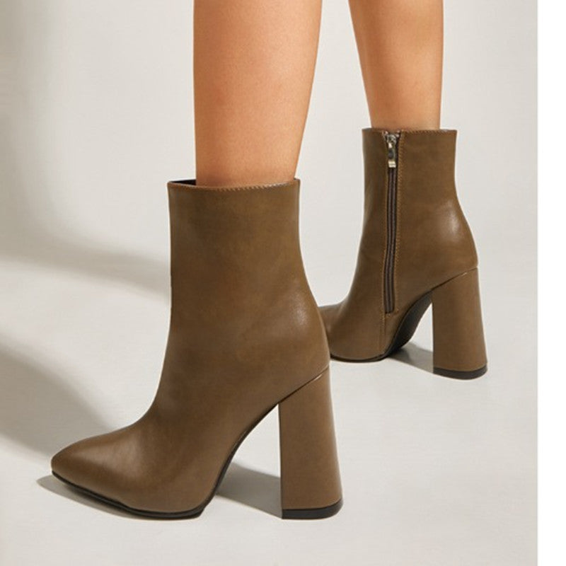 Women's Thick-heeled Pointed High-heeled Martin Boots