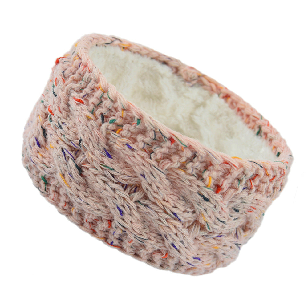 European And American Plus Velvet Knitted Hair Band Wool Color Dot Yarn Headband Variegated Warm Hair Accessories