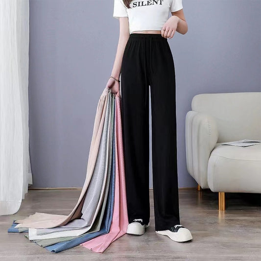 Women's Summer High Waist Loose Drooping Straight Casual Pants
