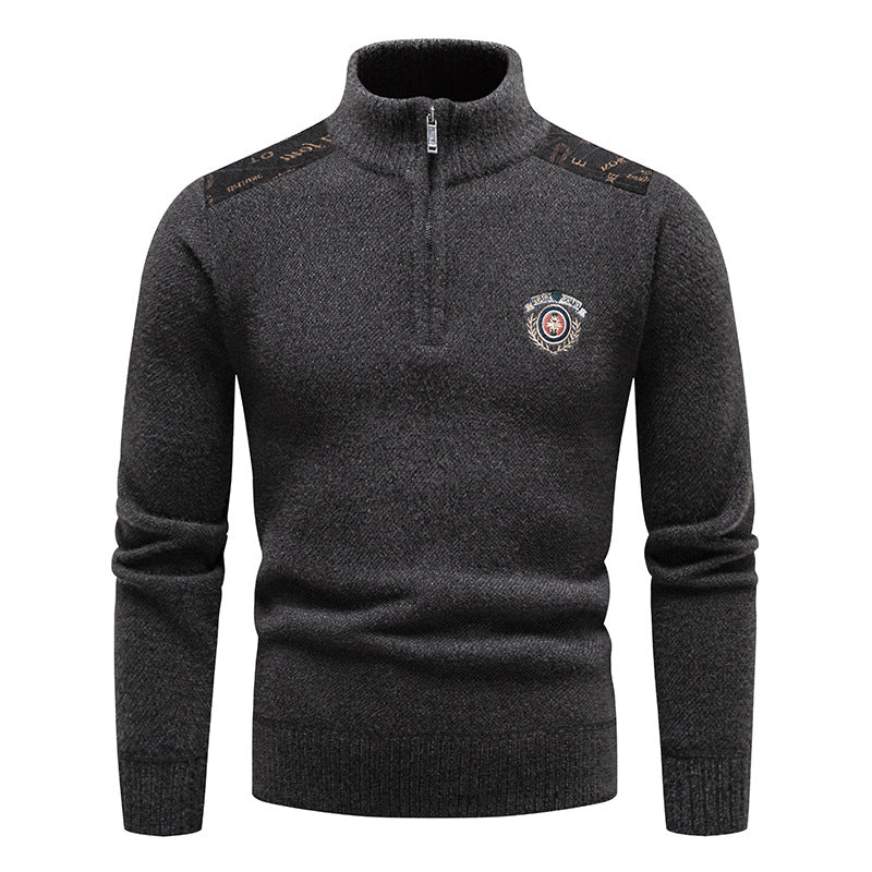 Velvet Stand Collar Thickened Men's Clothing Sweater