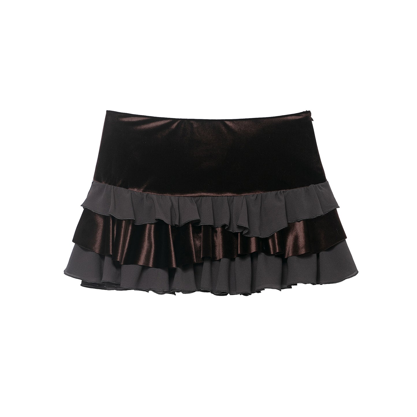 New Autumn Womens Velvet Patchwork Layered-Design Mini Skirt