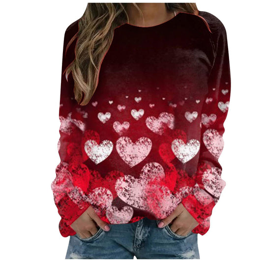 Mønsterprintet langærmet løs sweatshirt