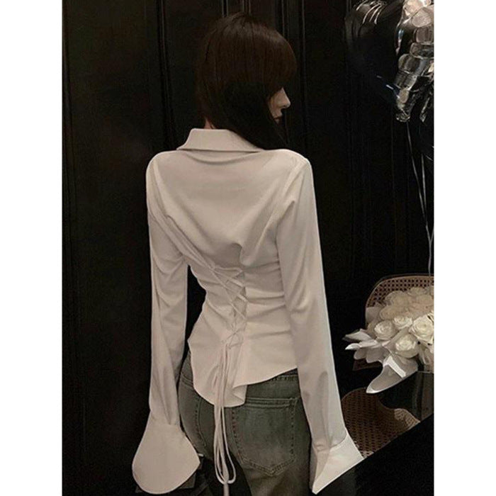 Niche White Long-sleeved Shirt With Inner Design