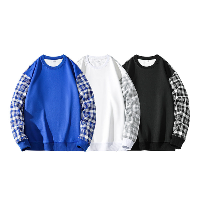 Plaid Sweater Round Neck Loose Long Sleeve Street