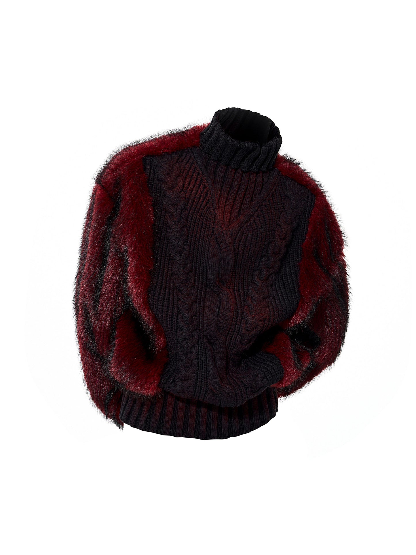 Mens Light-Luxury Leopard-Print Fur-Panelled Turtleneck Sweater