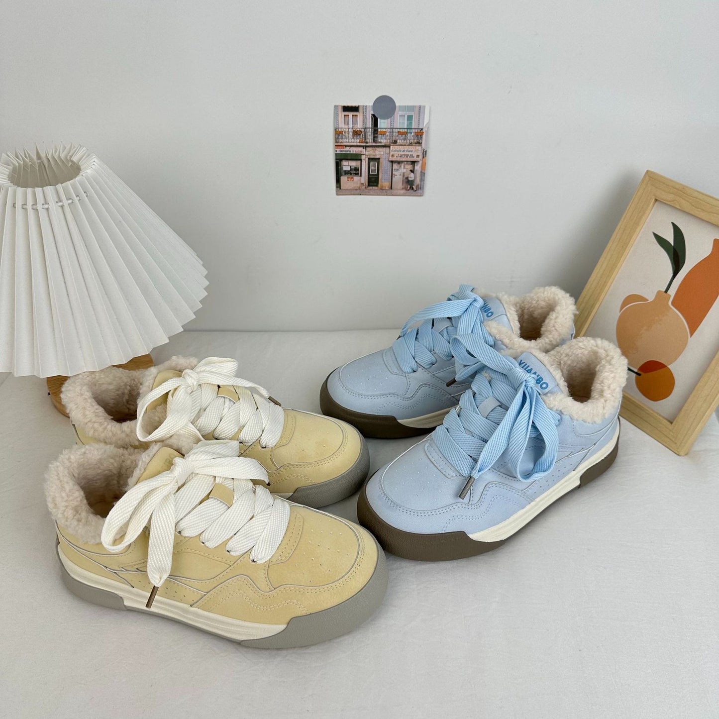 Student Niche Fleece-lined Canvas Women's Low-top Outer Wear Warm Board Shoes