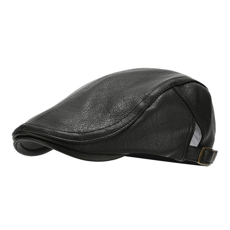 AutumnWinter American-style Leather Trapper Hat Men's Vintage Painter's Cap