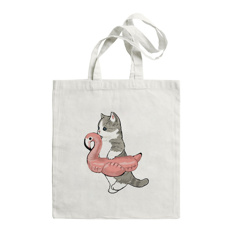 Shark Cat Printed Canvas Bag Shoulder