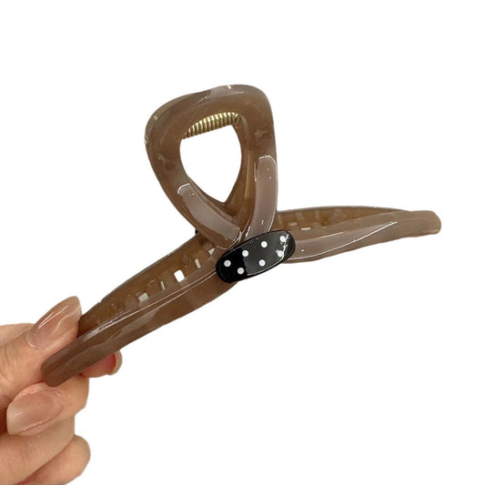 Simple Large Female Hairpin Cross Design Polka Dot