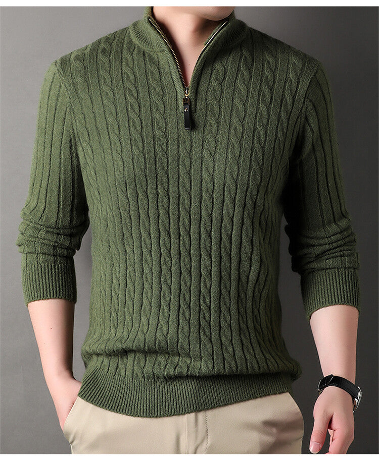 Half-high Neck Loose Zip-up Casual Daily Sweater