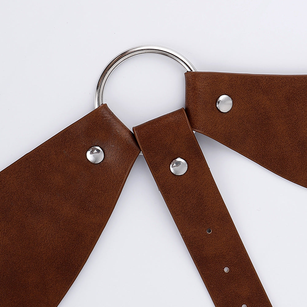 Trendy Unique Strap Binding Leather Waist Seal Punk Integrated Shirt Accessories