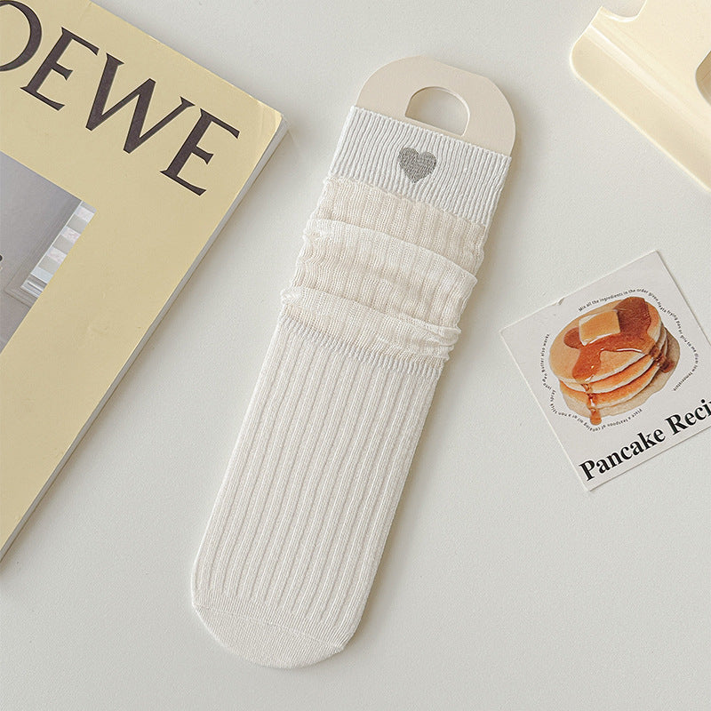 Japanese Ultra-thin Love Embroidery Loose Socks