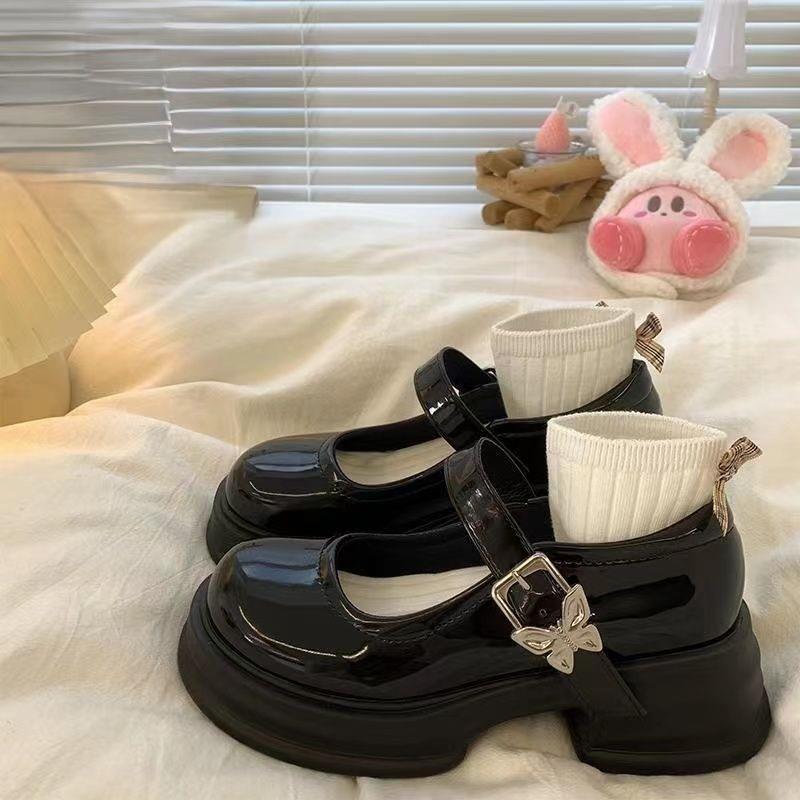 Korean Small Leather Women's Summer Thin British Style Versatile Thick-soled Niche Skirt Low-cut French Shoes