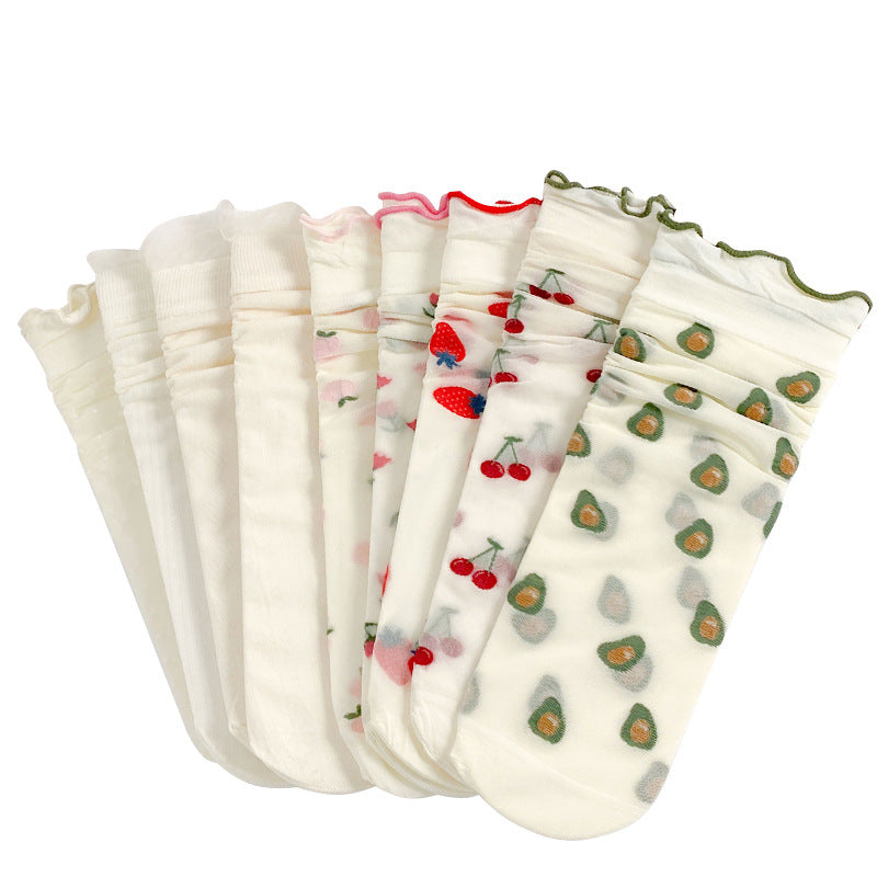 Spring And Autumn Thin Glass Silk Tube Socks Japanese Socks Ins
