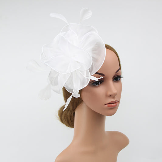 Organza Top Hat Headwear Performance Feather Hair Band
