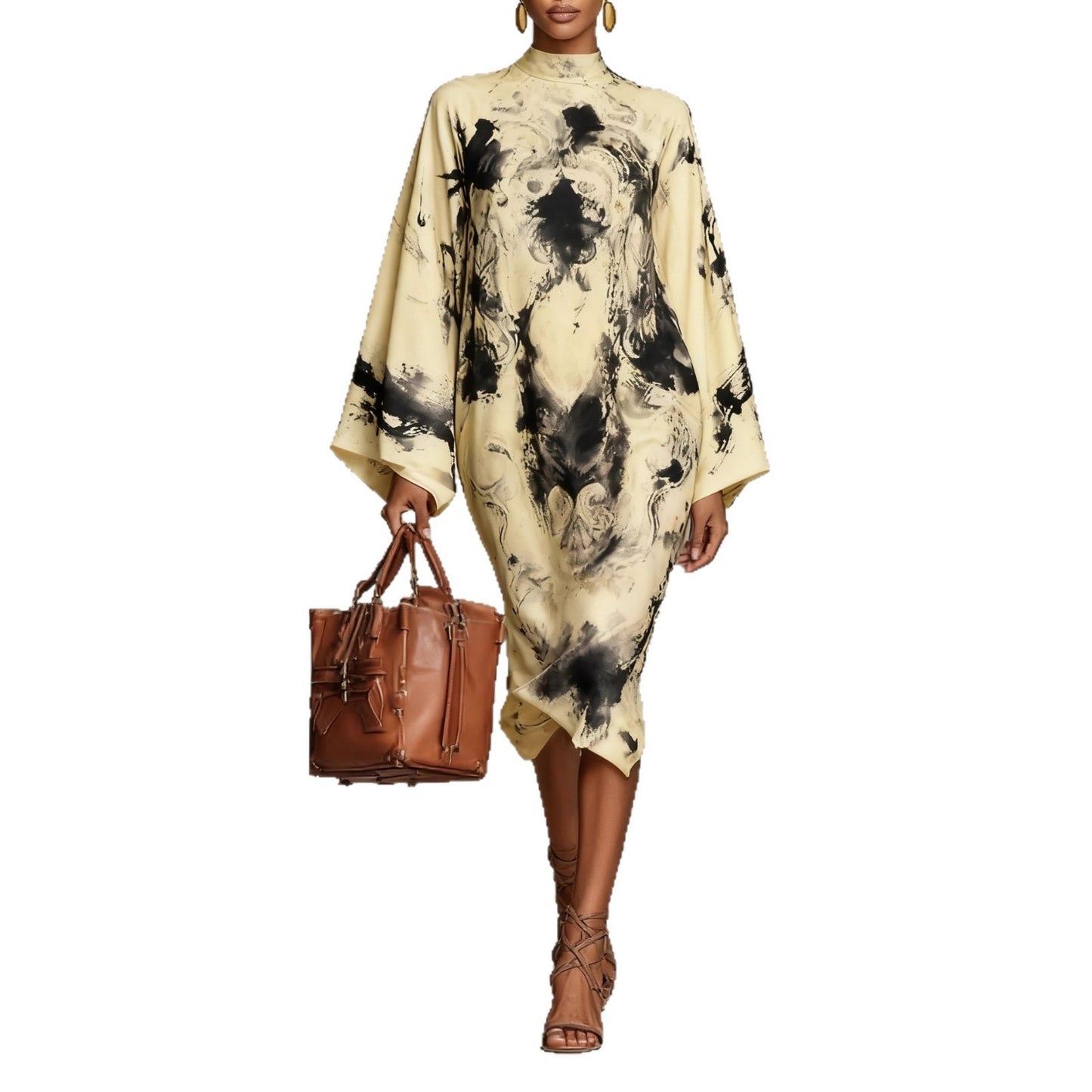 Digital Printing Fresh And Retro Flowy Dress