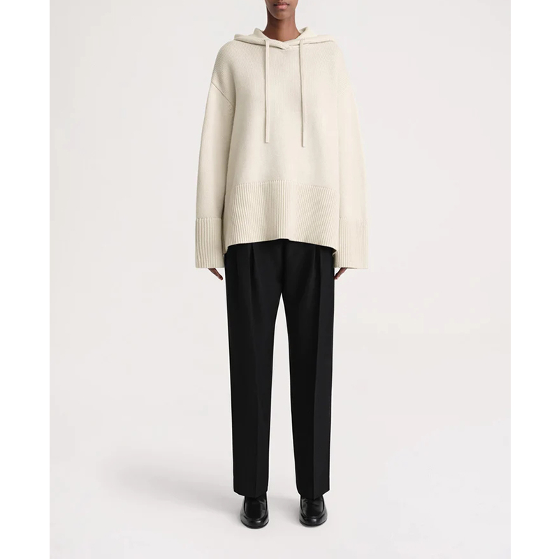 Hooded Knit Sweater For Women  Loose-fitting Laid-back Style