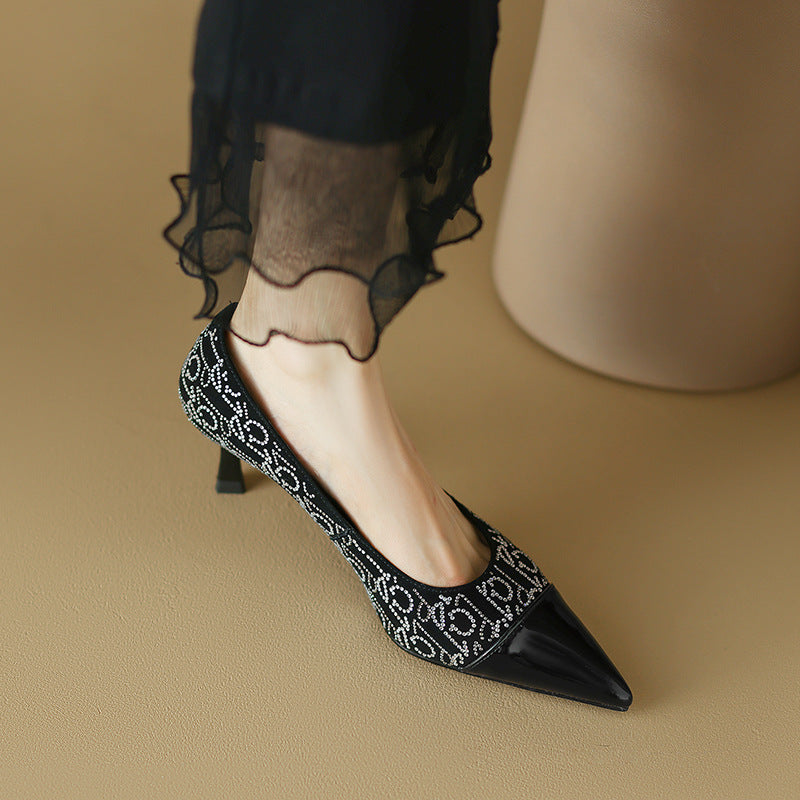 Fine Heel Pointed Shallow Mouth Four Seasons Single Shoes Female