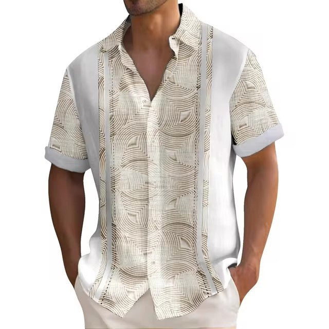 Digital Printing Summer Striped Shirt Male