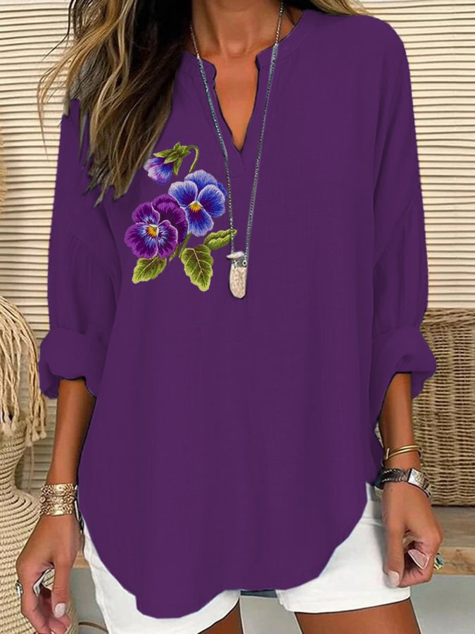 Women's 3D Digital Printing Fashion Round Neck Loose Shirt
