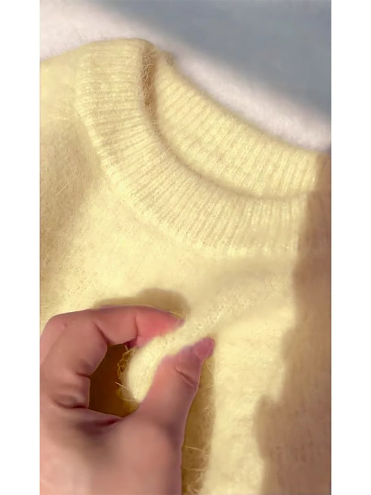 Loose, Cozy Mohair Pullover Sweater For FallWinter Womens Knitted Top