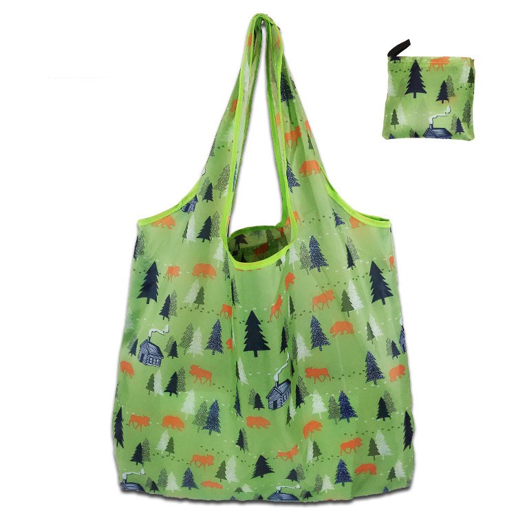 Floral Cloth Portable Shopping Bag Polyester Folding 190T