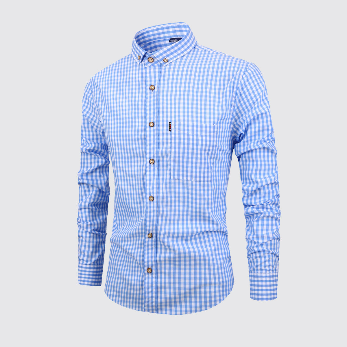 Men's Shirt Breathable Cotton Long Sleeve Plaid Shirt