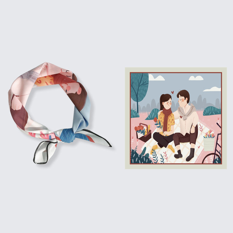 Decorative Spring And Autumn Chiffon Print Small Scarf