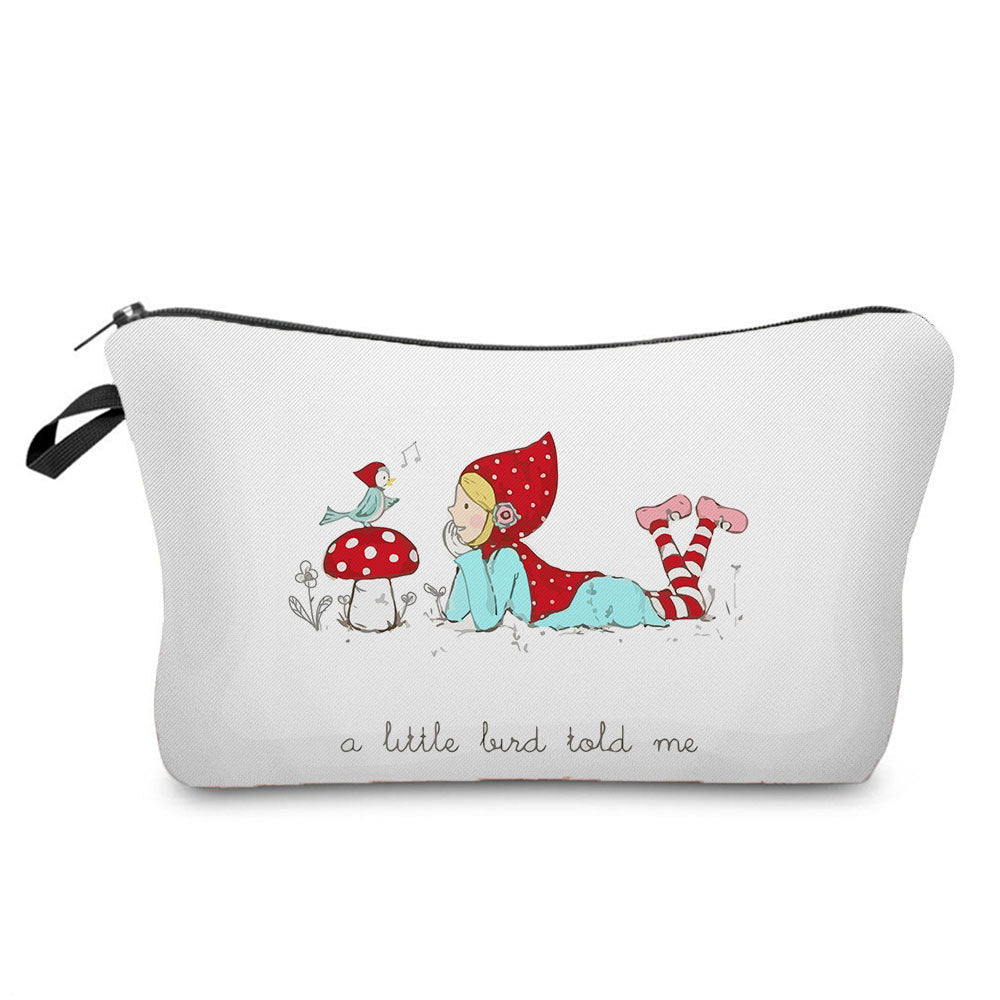 Cartoon Mushroom Dumpling Type Printed Makeup Bag