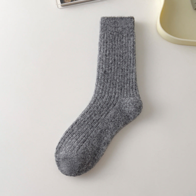 Thick Solid-color Warm Wool Mid-calf Socks