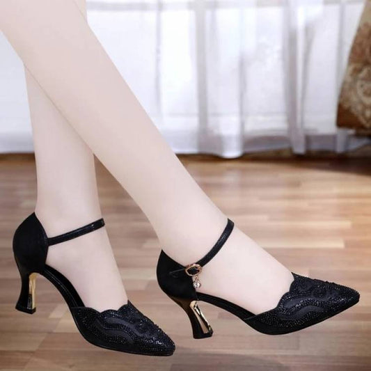 Summer Pointed Toe Stiletto Baotou Korean Women's Shoes One Word Buckle Sandals