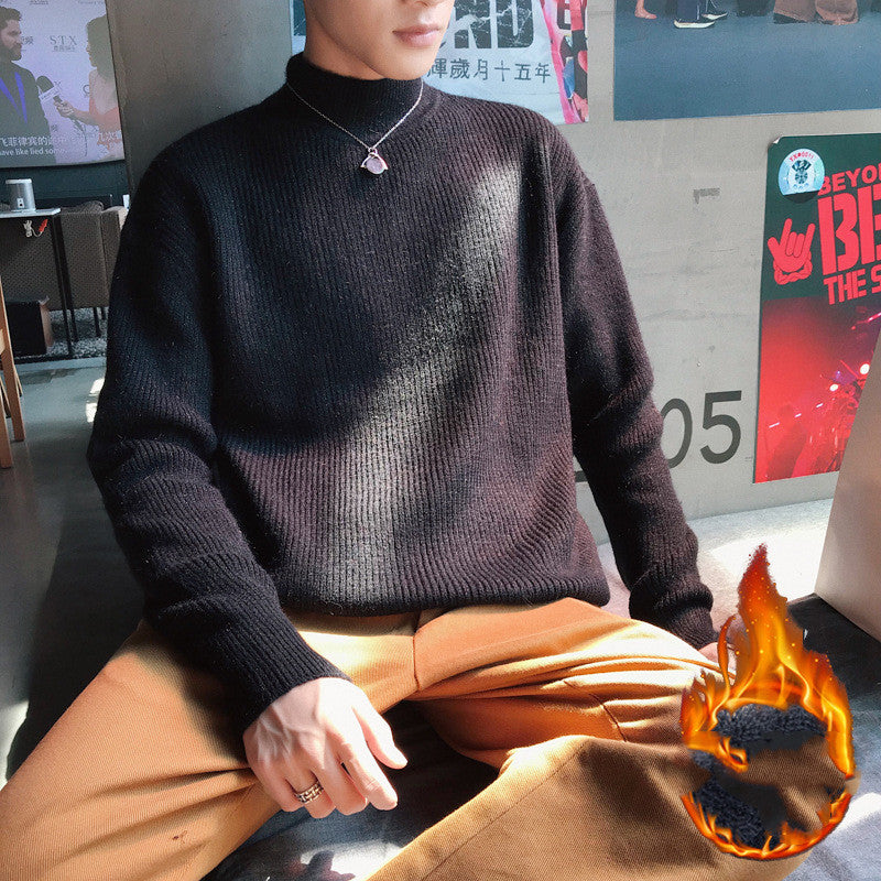 Autumn And Winter Men's Crewneck Sweater Men's Loose Plus Velvet